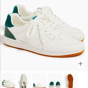 J. Crew Court shoes. White with green accent.